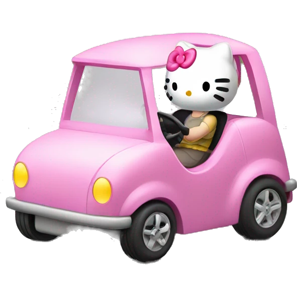 small hello kitty driving small pink car  emoji