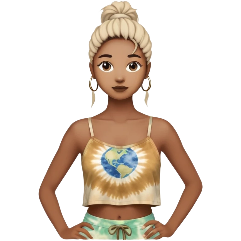 Tight Moonlit weaves clothing crop top strappy in the front tie dye earth tones emoji