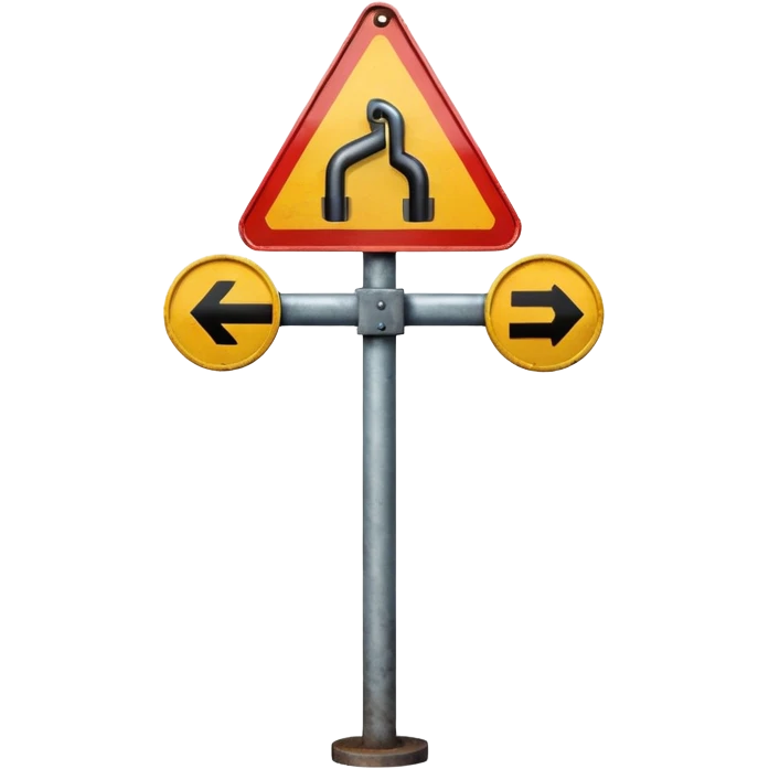 A 3D cartoon street sign showing a towing symbol, on a metal pole, clean background, Memoji-style rendering. emoji