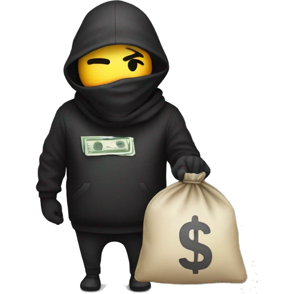 Default Robber Emoji with money bag on shouder emoji