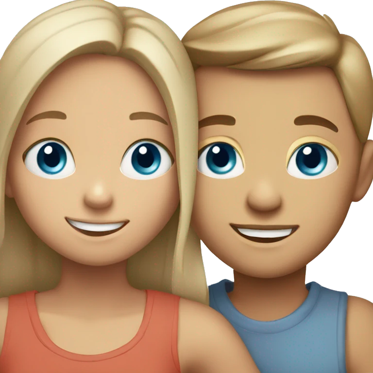 blue eyed smiling girl with boy hugging her from behind emoji
