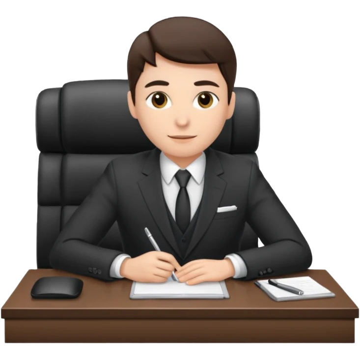 un recruteur à son bureau (l'image est tourné de 3/4) emoji