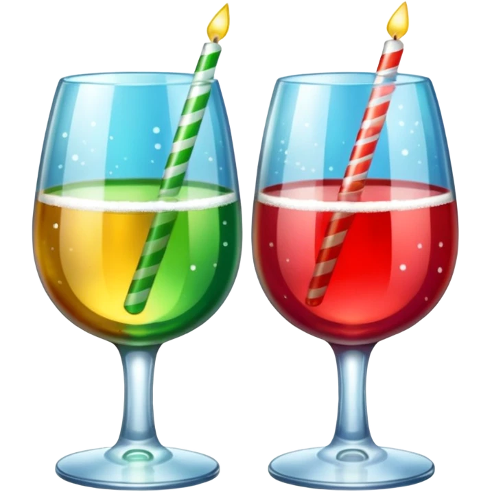 Dos copas con colores navideños brindando emoji