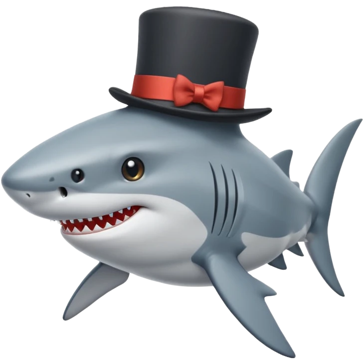 Shark with a top hat emoji