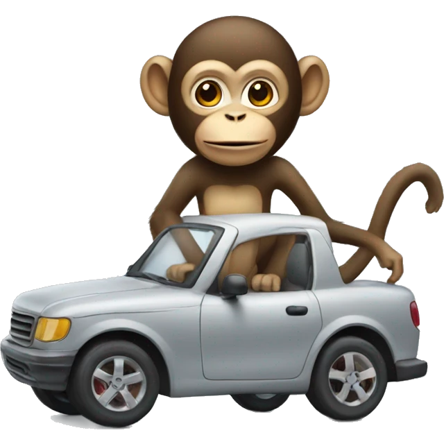 monkey with a car emoji