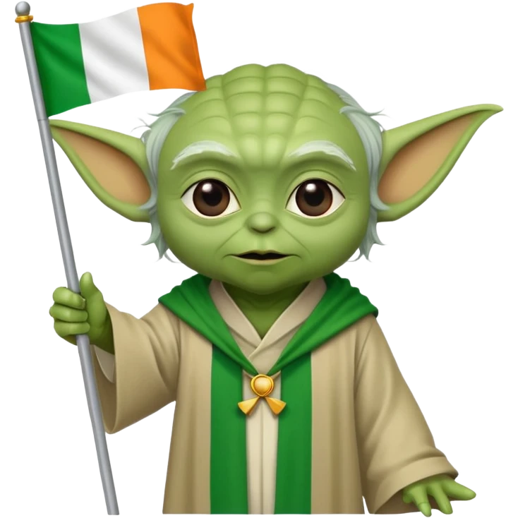 Yoda waving an Irish flag emoji
