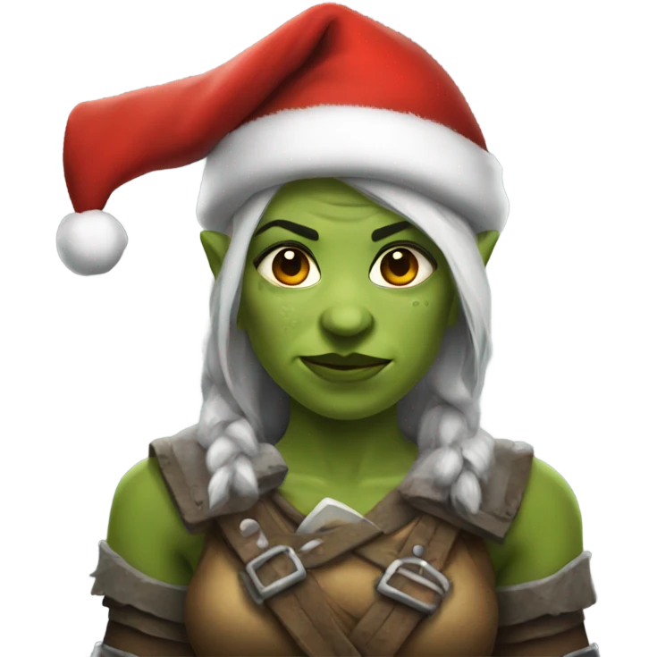 orc female warrior with santa hat emoji