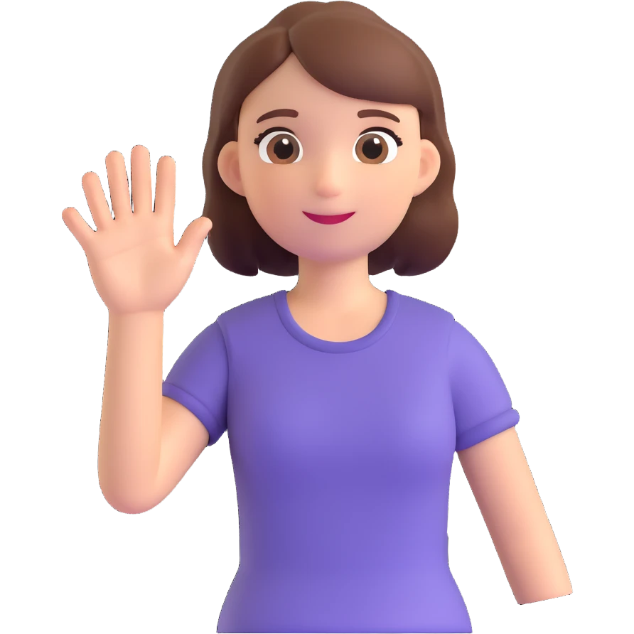 a girl with short-sleeved top, waving hand emoji