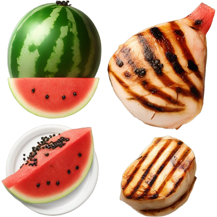 Watermelon and chicken emoji
