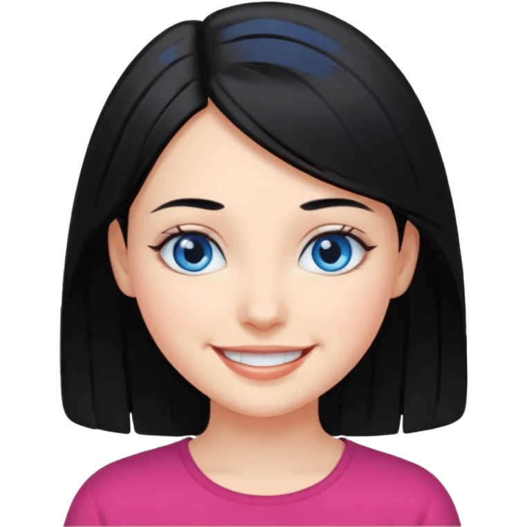 smiling girl with black hair blue eyes and White girl emoji