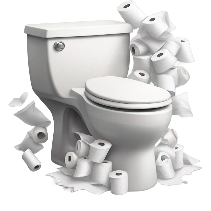 Small toilet overflowing with toilet paper emoji