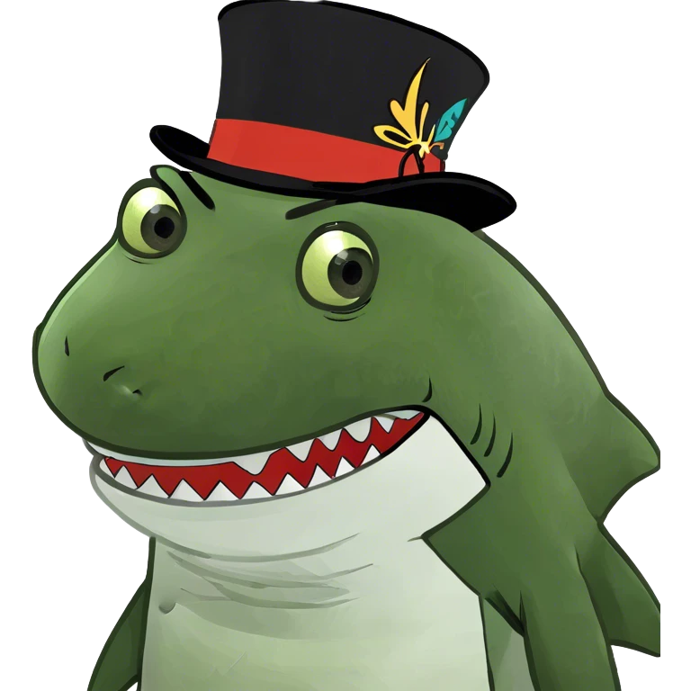 Shark with a top hat emoji