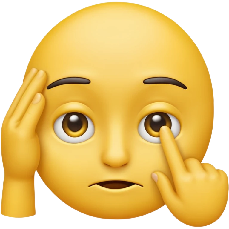 yellow emoji, skeptical face, finger pulling and stretching down eyelid emoji