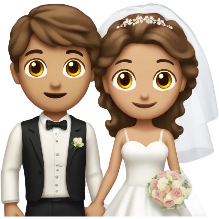 brown hair boy and girl getting married with boy having ring in his hands  emoji
