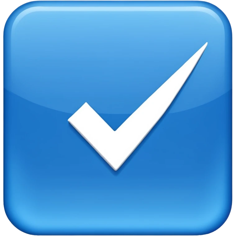 Make a symbol with a tilted blue colored square with a tick mark inside it in the middle. Make the edge of the square sharp. emoji