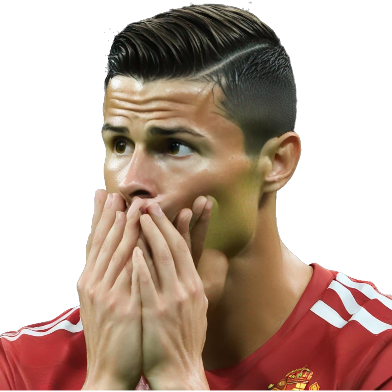 Cristiano Ronaldo hands on his face at defeat emoji