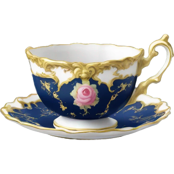 Rococo navy blue tea cup  emoji
