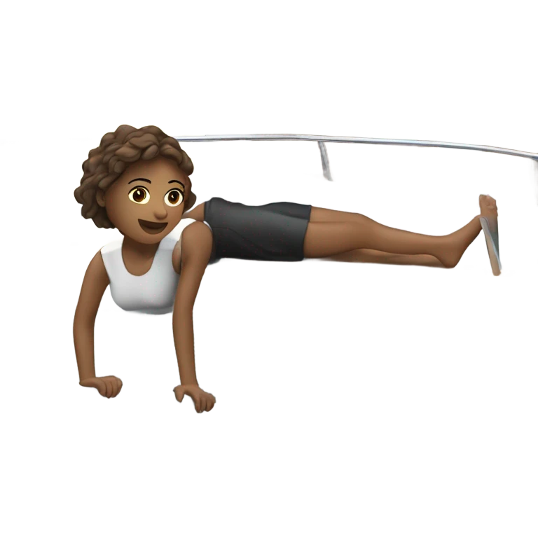 girl puts foam rubber under the yacht emoji