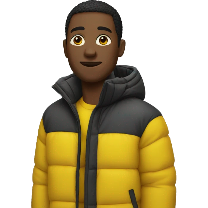 Black man wearing a yellow puffer jacket  emoji
