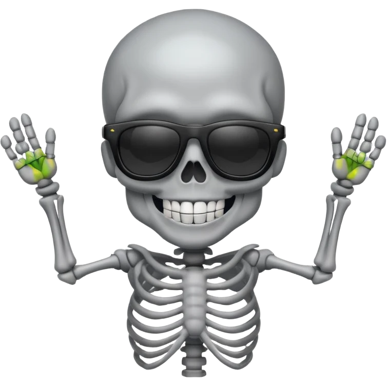 cool skeleton smiling like a rockstar with sunglases emoji