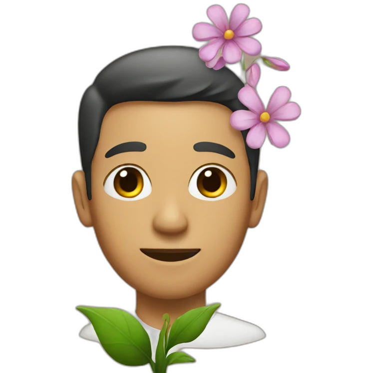 A man with a flower emoji
