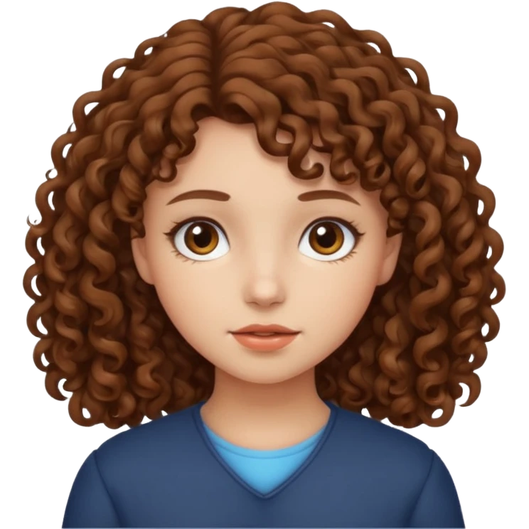 girl with brown curly hair, neutral expression emoji