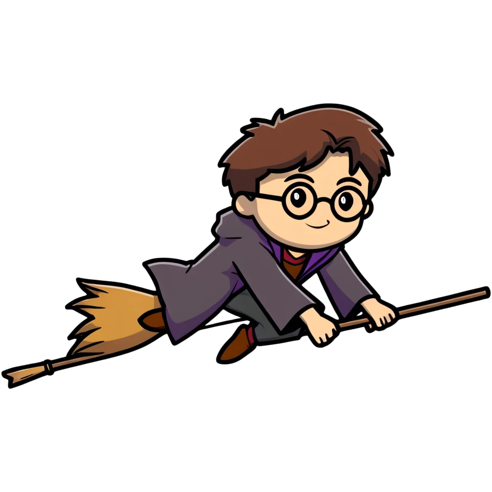 Harry Potter flying on a broomstick emoji
