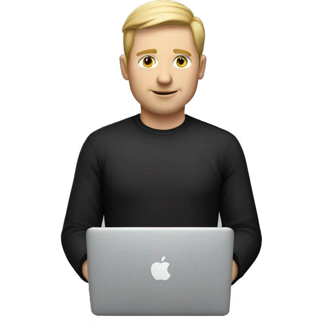 white man with MacBook Air black shirt emoji