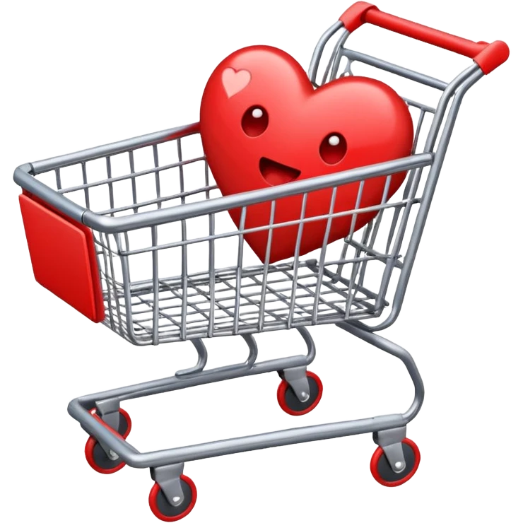 emoji of empty shopping cart with broken heart inside emoji