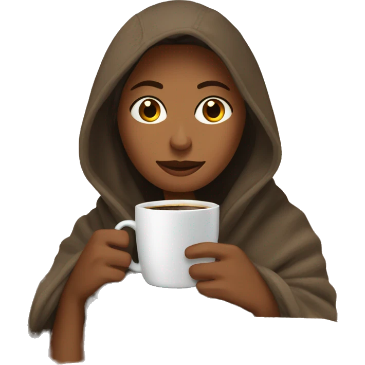 Women drinking coffee under cozy blanket emoji