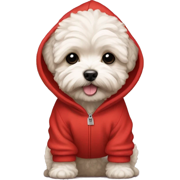 Maltipoo Wearing a red hoodie  emoji