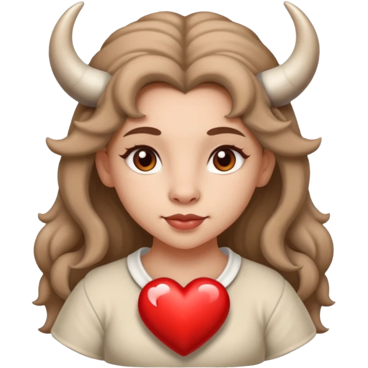 White Tauros girl in heart in love emoji