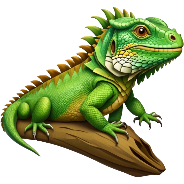 Cinematic Realistic Noble Iguana Portrait Emoji, Poised and commanding, with a robust, elongated body covered in intricately detailed, rough scales in vibrant shades of green with earthy brown accents, and a sharply defined head with piercing amber eyes, rendered with lifelike texture and natural light that accentuates every scale, high shine, intelligent and formidable, styled with an air of tropical authority, focused and attentive, soft glowing outline, capturing the essence of a watchful and confident iguana that appears ready to bask in the sun with effortless grace! emoji