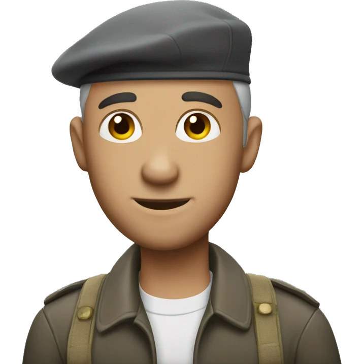 man with countryside beret and balding emoji