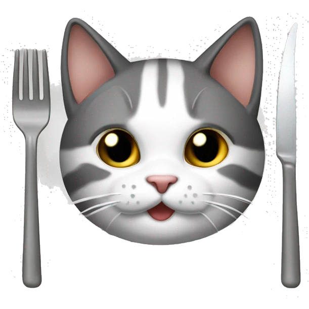 Bkh ekh mix cat eating with fork and knife emoji