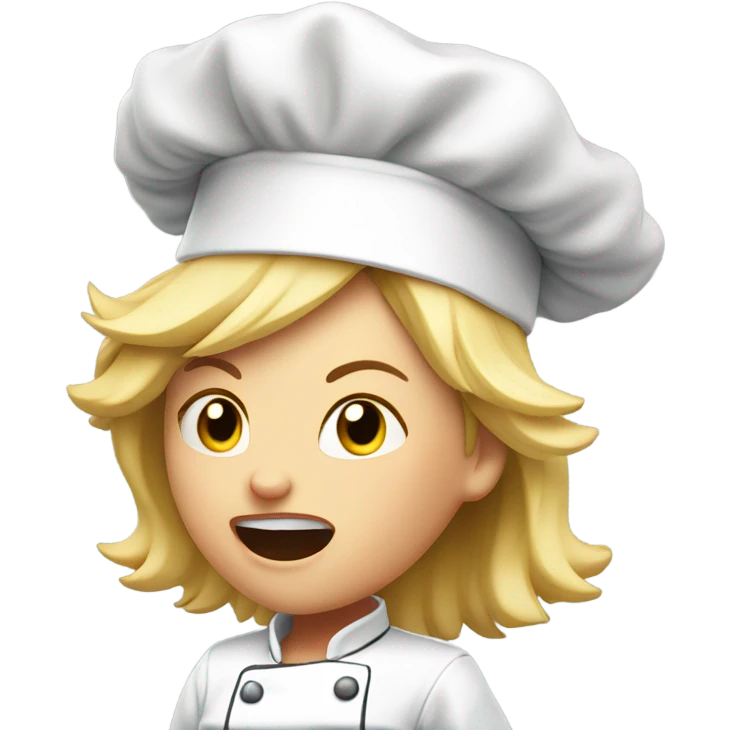 The angriest female chef with blonde hair yelling curse words emoji