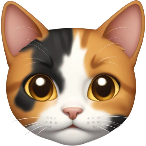 Calico cat showing its belly emoji