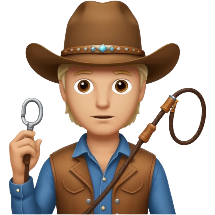 Give this emoji 🤠 a whip make it a white guy with a whip  emoji