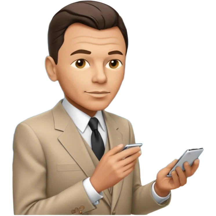 Frank Sinatra emoji showing data analytics trendlines on a screen in the background emoji