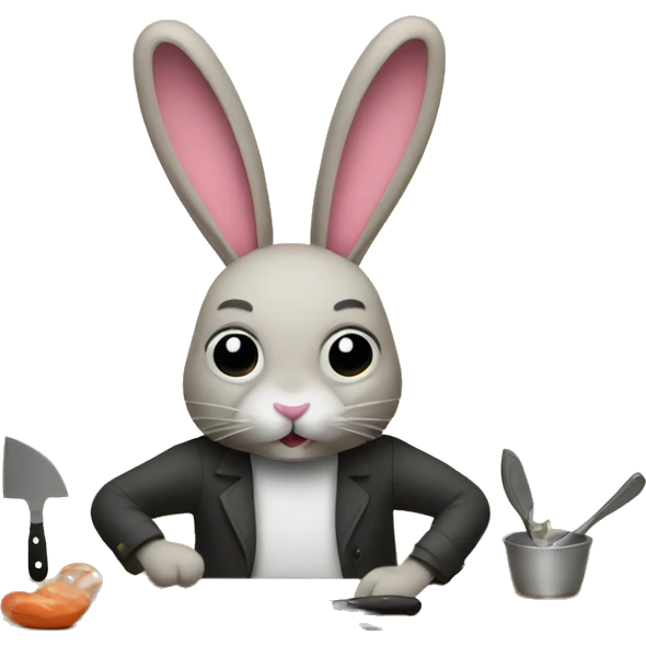 bunny at a craft table with a knife emoji