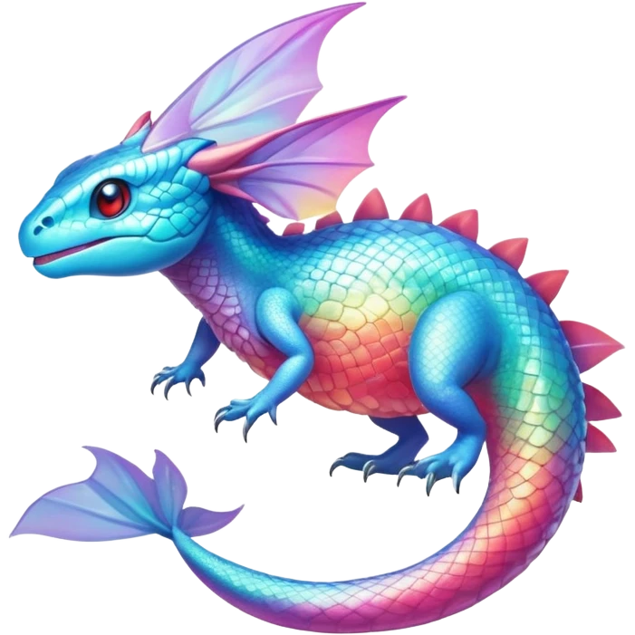 Colorful Iridescent Exotic Aurorus-Amaura-Salamence-Fakémon-hybrid-creature (full body)  emoji