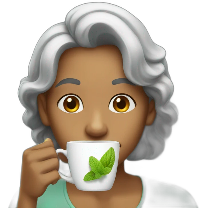 yold woan drinking mint tea emoji