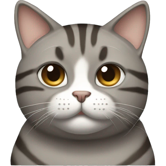 Grey Brown Chubby tabby cat with dark torquoise eyes with Muscles emoji