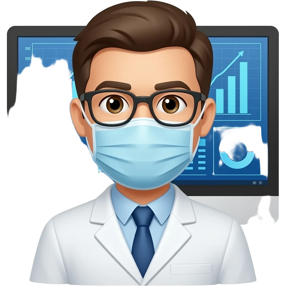 dentist with computer data emoji
