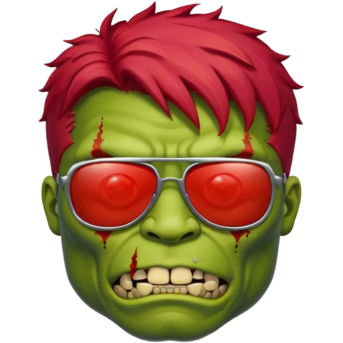 Zombie hulk with red hair and sun glasses face emoji