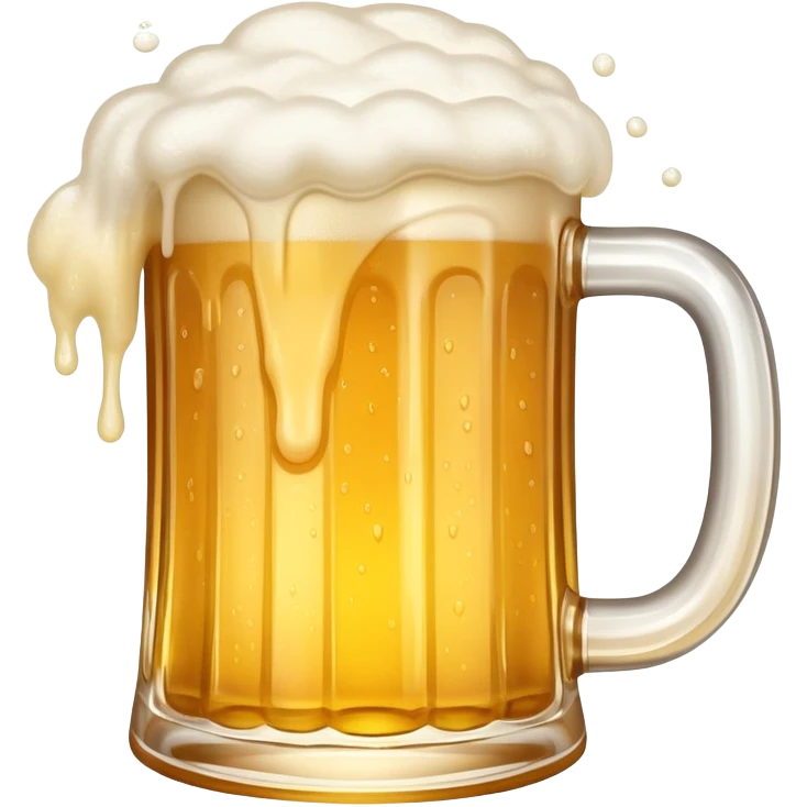 A frothy mug of golden beer with foam overflowing emoji