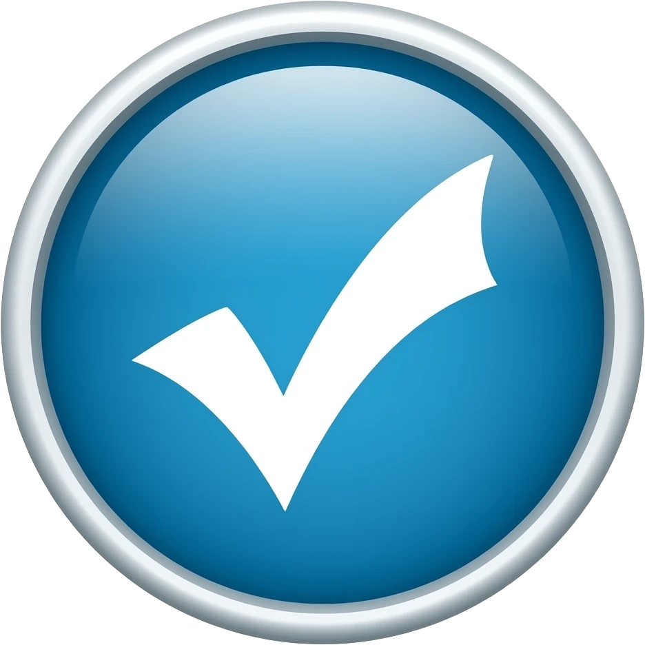 Yuvarlak içi mavi içinde beyaz tik olan emoji