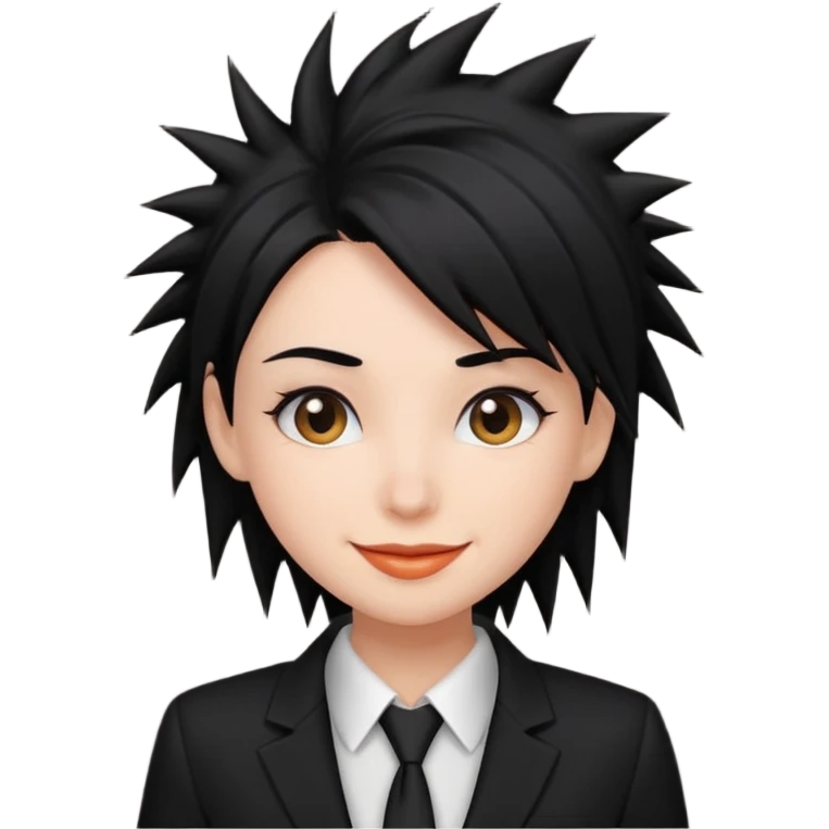 fat spiky haired happy woman with suit emoji