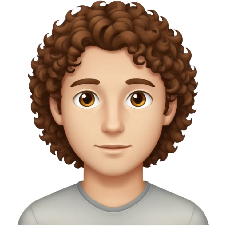 good looking young adult boy with brown curly hair and brown eyes emoji