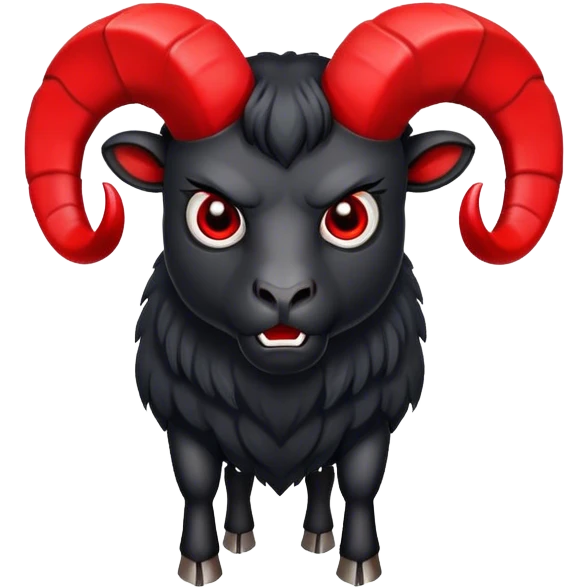 large angry black ram with red horns emoji